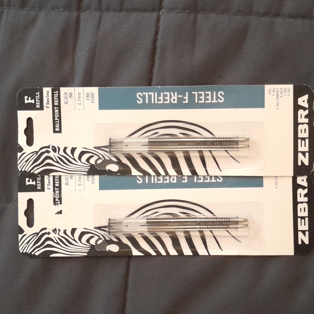 Zebra Ballpoint F Refill, Black Ink, .7mm Fine Point